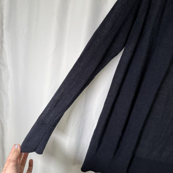 LOFT Cardigan Women's Medium Solid Blue Lightweight Ramie Blend Open Front - Picture 5 of 9